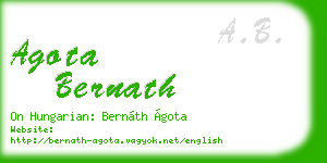 agota bernath business card